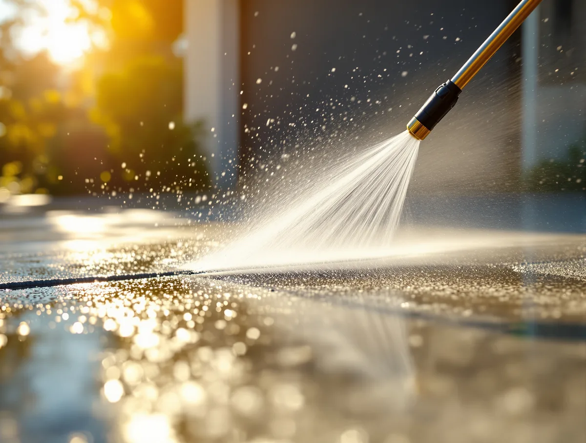 Concrete driveway pressure washing